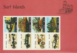 SURF ISLANDS - Vintage Cars & Engines - Imperf 8v Sheet  - M N H - Private Issue