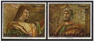 San Marino 699-700 two sets, MNH. Mi 927-928. Young & Old Soldiers, by Bramante.