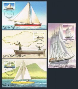 Nevis 114-117 Card-maximums.Michel 39-42. Water transportation,1980. Ships.