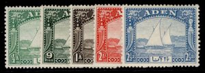 ADEN GVI SG1-5, 1937 SHORT set, M MINT. Cat £28.