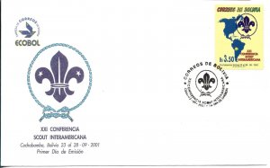 BOLIVIA 2001 INTERAMERICAN SCOUTS CONFERENCE IN COCHABAMBA MAP  FDC COVER