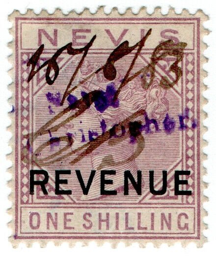 (I.B) St Christopher (Nevis) Revenue : Duty Stamp 1/- (1883)