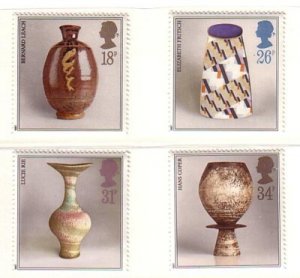 Great Britain Sc 1192-95 1987  Studio Pottery stamp set mint NH