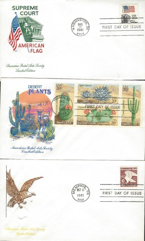 US Scott #1946;1945A;1894;2009A;2010;2011, Six First Day Covers FDC