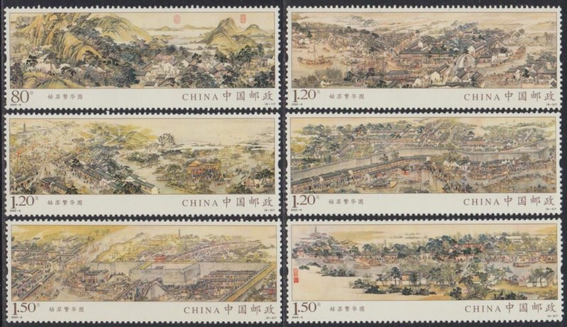 China PRC 2022-8 Painting of the Panoramic View of Suzhou Stamps Set of 6 MNH