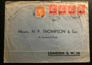 1947 Tangier Morocco British Agencies Airmail Commercial Cover To England Overpr