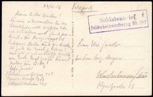 Germany WWI Feldscheinwerferzug 307 Floodlight Grosse Donen Used Feldpost G68348