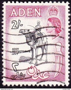 ADEN 1956 QEII 2/- Black & Carmine-Red SG66 Used