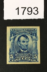 MOMEN: US STAMPS # 315 MINT OG NH IMPERF SLIGHT GUM GLAZING *PF CERT LOT #F 1793