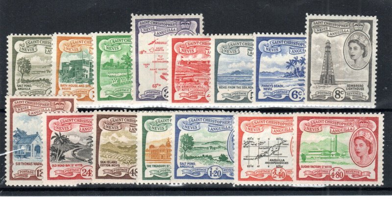St Christopher, Nevis and Anguilla 1954-63 set SG 106a-18 MH