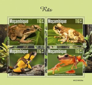 Mozambique 2019 MNH Amphibians Stamps Frogs Wood Harlequin Poison Frog 4v M/S 