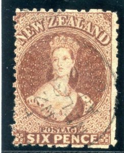 New Zealand 1864 QV 6d red-brown very fine used. SG 122. Sc 36.