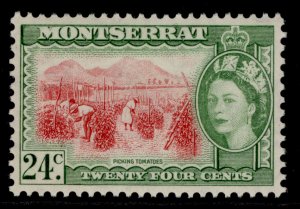 MONTSERRAT QEII SG145, 24c camine-red & green, M MINT.