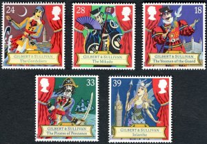 1992 Great Britain ,Gilbert & Sullivan MNH Set # 1458-1462