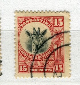 TANGANYIKA; 1922-24 GV Giraffe pictorial issue fine used Shade of 15c. value