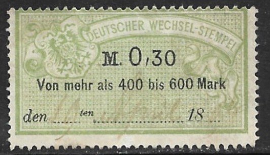 GERMANY 1886 0,30m Bill of Exchange Revenue Erler No. AJ101B VFU