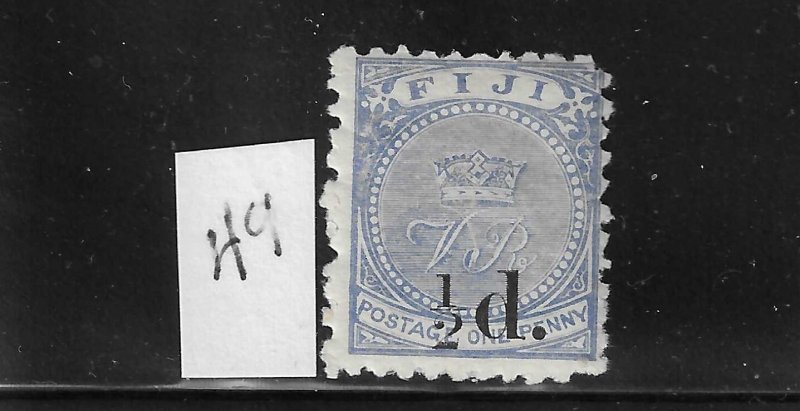 FIJI SCOTT #49 1891-92 SURCHARGE 1/2P ON 1P - MINT LIGHT HINGED