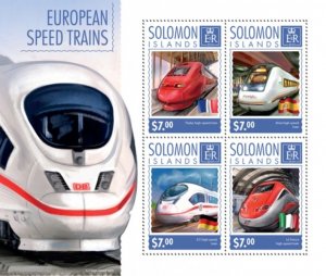 SOLOMON IS. 2014 SHEET slm14606a EUROPEAN SPEED TRAINS