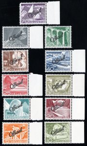 Switzerland Stamps # O37-47 MNH XF Scott Value $77.00