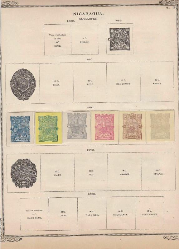 nicaragua stamps on album page ref r11830
