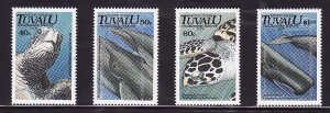 Tuvalu-Sc#570-3- id7-unused NH set-Endangered Marine Life-Whales-Turtles-1991-