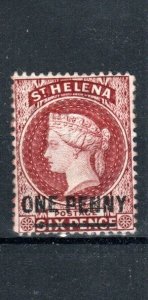 St Helena 1876 1d Queen Victoria surcharge perf 14 x 12 1/2 SG 21 MLH