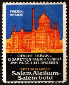 1930's Germany Poster Stamp Salem Gold Aleikum Cigarettes