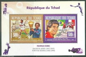 CHAD 2014 ARTHUR ASHE & AYRTON SENNA  SHEET  MINT NH