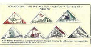 MONACO 1953 OLD / NEW TRANSPORT Set of Seven J39-42 MH WYSIWYG Lot