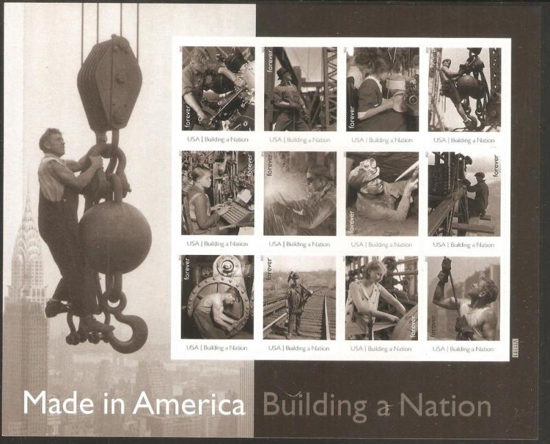 #4801 Made in America Building a Nation Full Sheet Mint NH