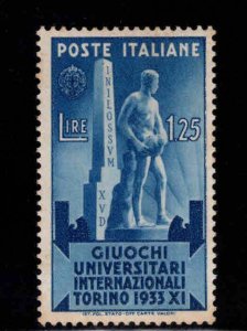 ITALY Scott 309 MNH** 1933 Turin Games stamp Toned Gum aged paper