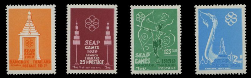 Thailand #333-336 Cat$12.75, 1959 SEAP Games, set of four, never hinged