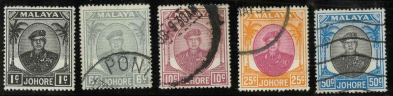 Malaya Johore 130, 135, 138, 143, 147 Used VF (130 mint)