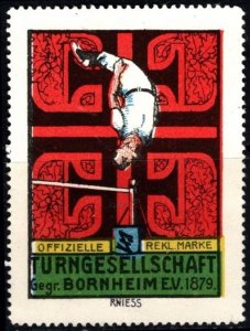 Vintage Germany Poster Stamp Bornheim Gymnastics Society Founded 1879