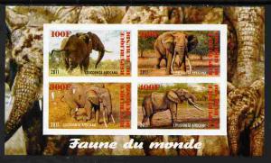 Burundi 2011 Fauna of the World - Elephants imperf sheetl...