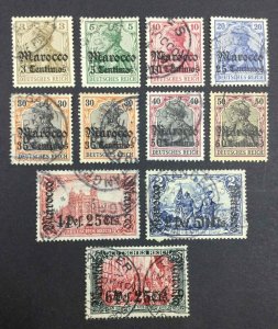 MOMEN: GERMAN COLONIES IN MOROCCO SC #33-39,41-44 1906-11 USED *CERT* LOT #62902