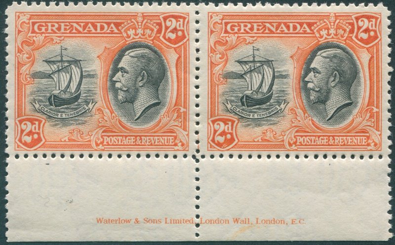 Grenada 1934 2d black & orange SG138 unused pair