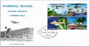 MARSHALL ISLANDS AMERIPEX HISTORIC AIRCRAFT ISSUE ISSUE SET OF 4 CACHET FDC 1986