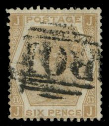 Egypt, Great Britain Used in Egypt #A27 Cat$32, 1859-78 6p brown, BO1 cancel