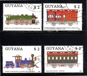 GUYANA #2006 a-d  1989  TRAINS   MINT  VF NH  O.G    CTO  a