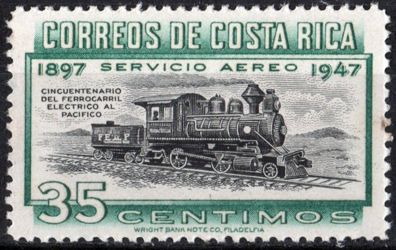 Costa Rica SC#C159 35¢ 50th Anniversary: Pacific Railway Treaty (1947) MNH