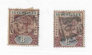 Seychelles Sc #6, 6a  8c  both dies used VF