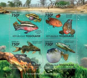 TOGO - 2011 - Niger River  - Perf 4v Sheet - Mint Never Hinged