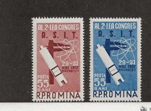 ROMANIA Sc 1159-60 NH issue of 1957 - TECHNOLOGY, SIENCE