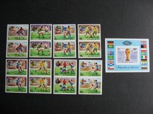 Liberia Soccer World Cup 1974 imperf pairs, SS Sc 675-82 C203 MNH ex Bileski