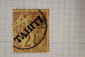 French Tahiti overprint sc#6 2c used cv$2500 Original or Forgery? Provisional