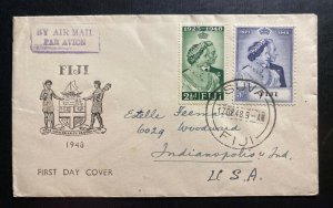 1948 Suva Fiji First Day Cover FDC To Indianapolis Usa Silver Weeding 139-40