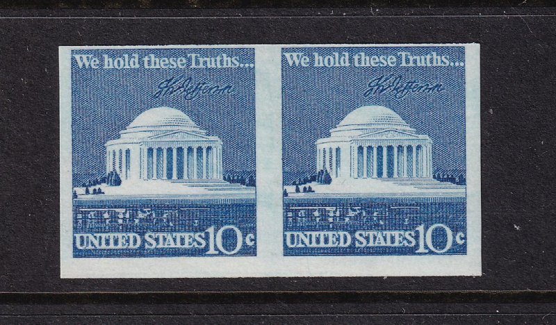 1973 Imperforate coil pair Sc 1520b 10c Jefferson Memorial error MNH (L7
