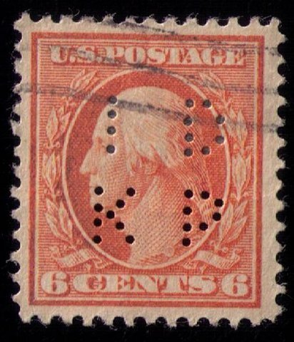 US SCOTT #336 USED PERFIN I.D.K.P. VERY FINE