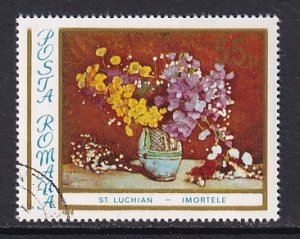 Romania   #2661  cancelled  1976 vase with  flowers  55b  painting